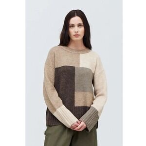 NWT Grade & Gather Crew Neck Oversize Colorblock Sweater Multicolor Women Size L